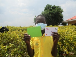 Asiimwe Moses with his success card from Birgit (1)